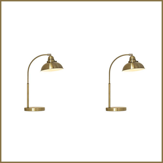 2X Lexi Lighting Manor Metal Table Lamp - Weathered Brass