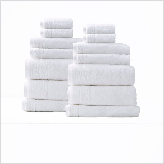 Renee Taylor Aireys 650 GSM Zero Twist 14 Piece Bath Towel Snow