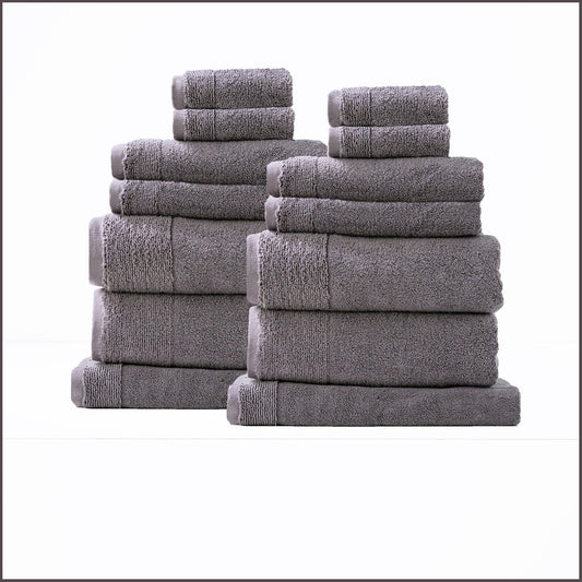 Renee Taylor Aireys 650 GSM Zero Twist 14 Piece Bath Towel Nickel