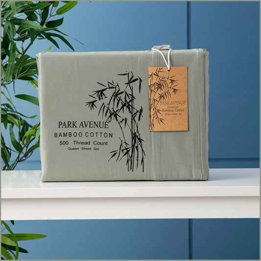 Double Bed Park Avenue 500 Thread Count Bamboo Cotton Sheet Set Jade