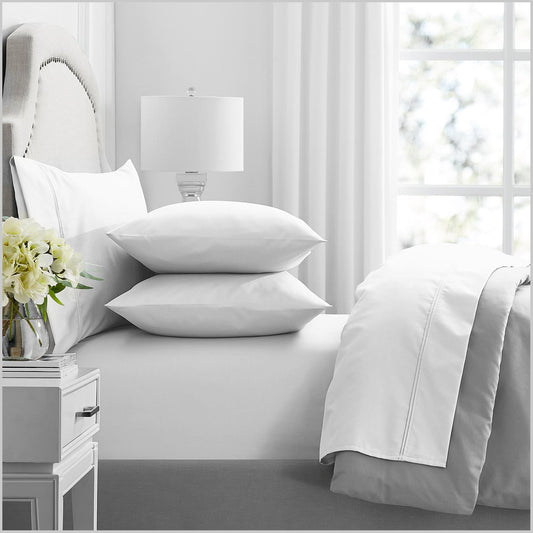 Queen Bed Renee Taylor Premium 1000 Thread Count Egyptian Cotton Sheet Set White