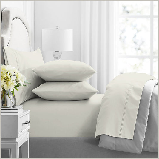 Mega Queen Bed Renee Taylor Premium 1000 Thread Count Egyptian Cotton Sheet Set Ivory