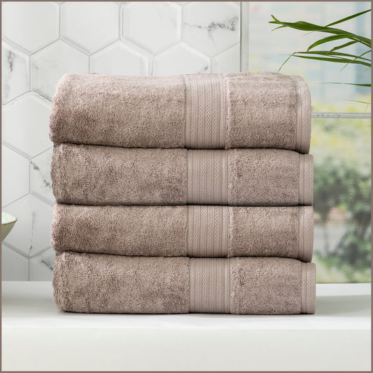 Renee Taylor Stella 650 GSM Super Soft Bamboo Cotton 4 Piece Bath Towel Pewter