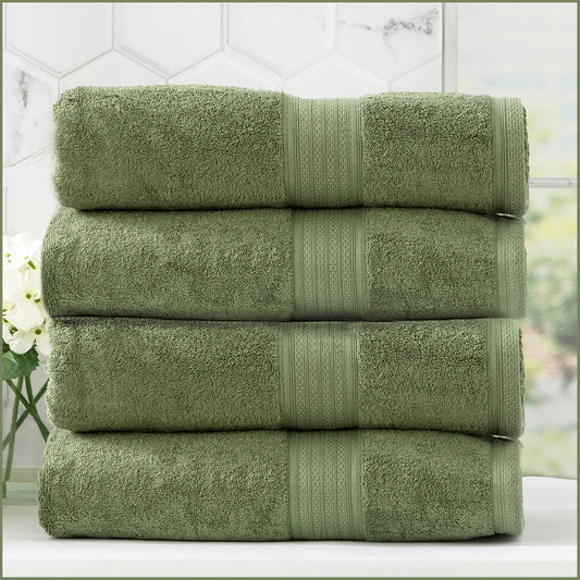 Renee Taylor Stella 650 GSM Super Soft Bamboo Cotton 4 Piece Bath Towel Jade