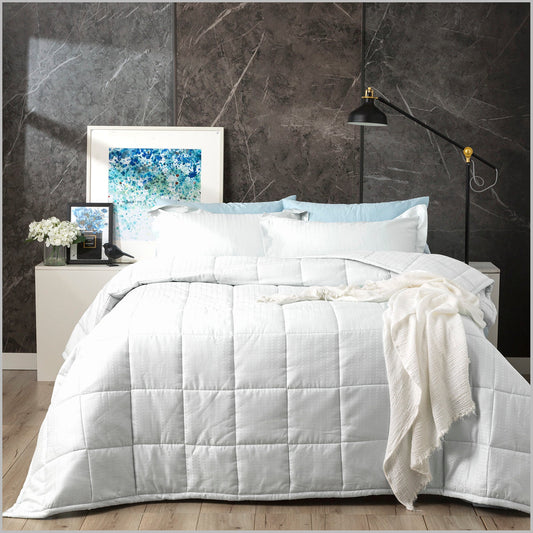 King Bed Ddecor Home Binary 500 TC Cotton Jacquard Comforter Set White