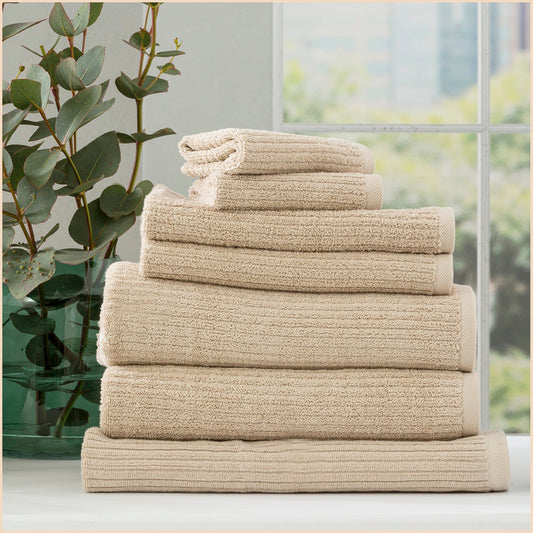 Renee Taylor Cobblestone 650 GSM Cotton Ribbed Towel Packs 7 Piece Stone