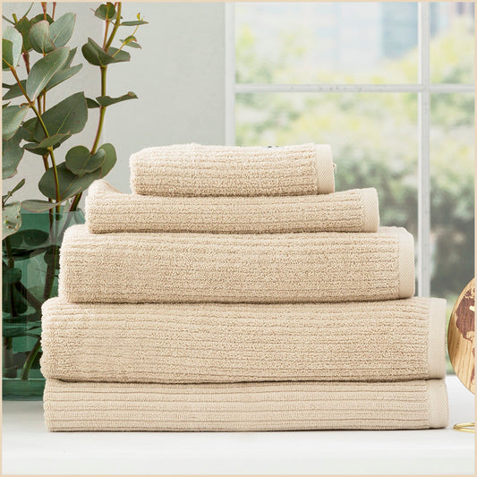 Renee Taylor Cobblestone 650 GSM Cotton Ribbed Towel Packs 5 Piece Stone