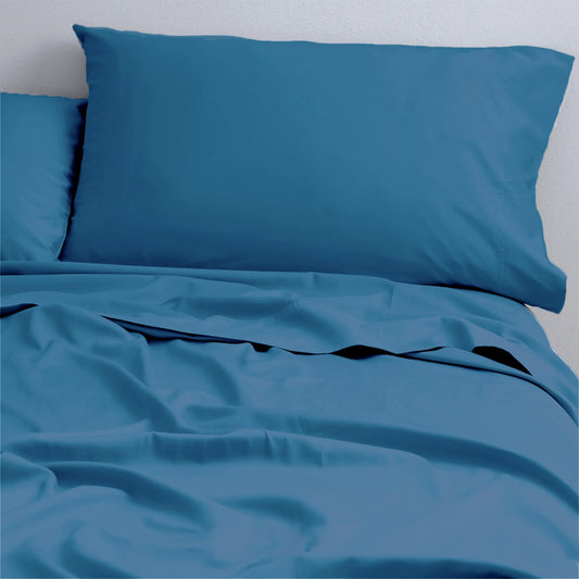 Single Bed Park Avenue 500 Thread Count Natural Cotton Sheet Set Blue