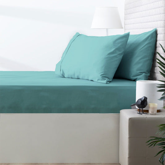 Queen Bed Park Avenue 500 Thread Count Natural Cotton Combo Set Turquoise