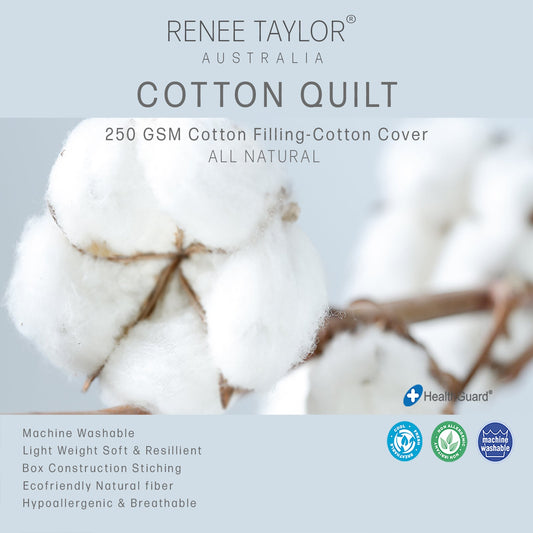 Queen Bed Renee Taylor Premium Light Weight All Cotton Quilt