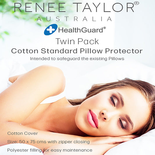 Renee Taylor Twin Pack All Cotton Standard Pillow Protector