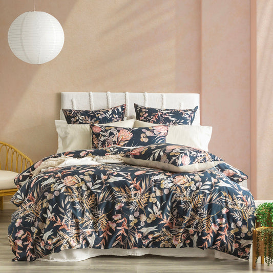 Queen Bed Renee Taylor 300 TC Cotton Reversible Quilt cover sets  Waratah Midnight