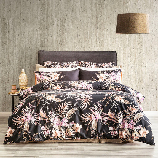King Bed Renee Taylor 300 TC Cotton Reversible Quilt cover sets Grevillea Onyx