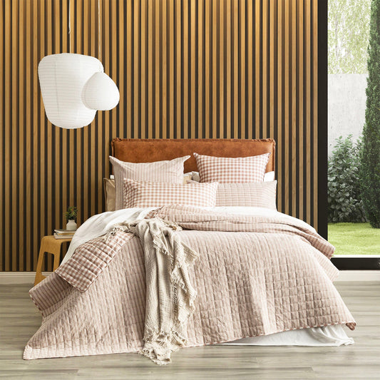 Renee Taylor Alison Yarn Dyed Cotton Reversible Quilted Coverlet Set SKB - 310 x 240+PC Clay