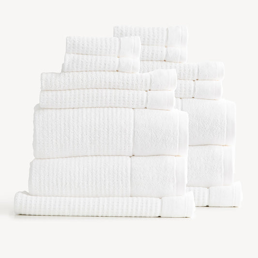 Renee Taylor Cambridge 650 GSM Textured 14 Piece Bath Towel Snow