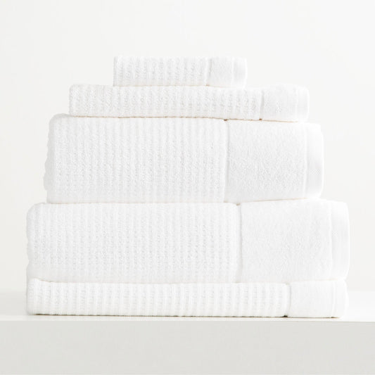 Renee Taylor Cambridge 650 GSM Textured 5 Piece pack Bath Towel Snow