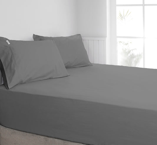 Algodon 300TC Cotton Fitted Sheet Combo Set - Double (Charcoal)