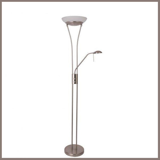 2 X Lexi Lighting Reed LED Mother & Child Floor Lamp - Satin Chrome