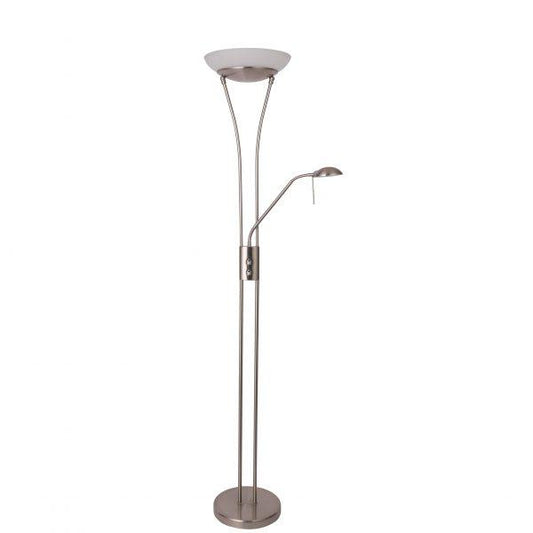 2 X Lexi Lighting Reed LED Mother & Child Floor Lamp - Satin Chrome