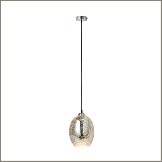 Lexi Lighting Moravian Glass Oval Pendant Light Chrome