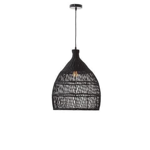 2 X Lexi Lighting Shanen Rattan Pendant Light - Black